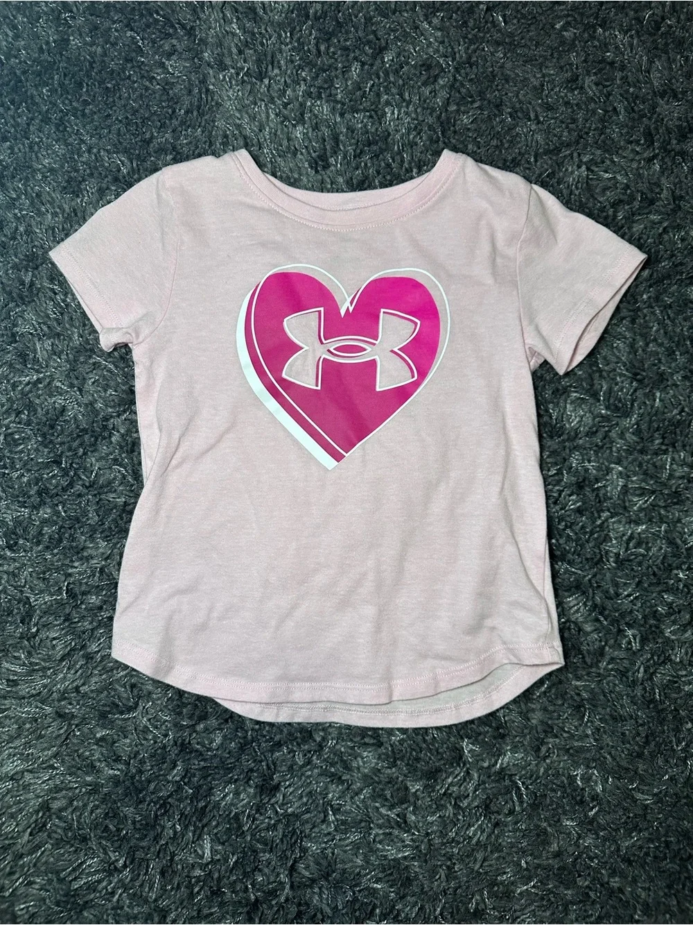 Under Armour Pink Heart Logo Tee with Hot Pink Athletic Shorts